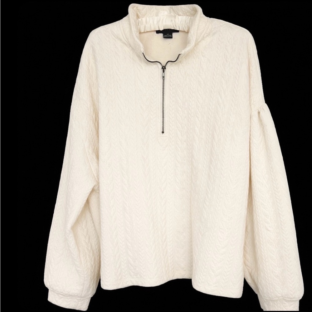 Sanctuary Zip-up Collar White Sweatshirt Size 3X (Stitch Fix)